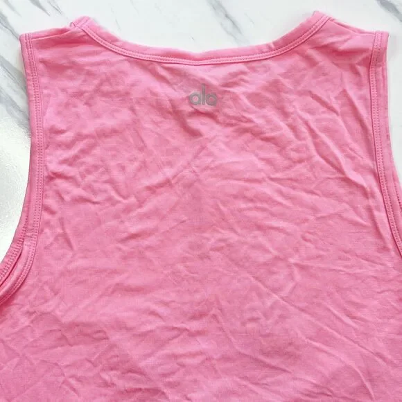 NWT Alo Yoga Cover Tank Twist Front Soft Cropped Sleeveless Athletic Pink Top S - Picture 7 of 10
